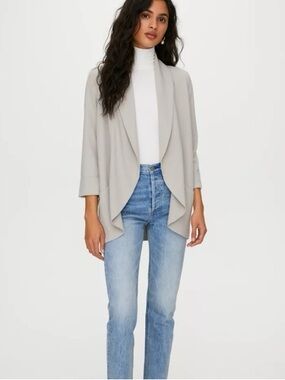 Aritzia Wilfred Taupe Grey Crepe Chevalier Open Blazer - US 4 (Small)